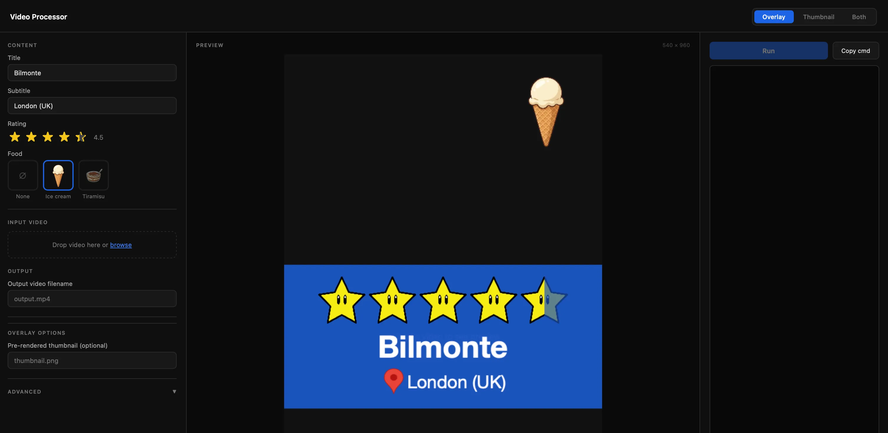 video overlay example